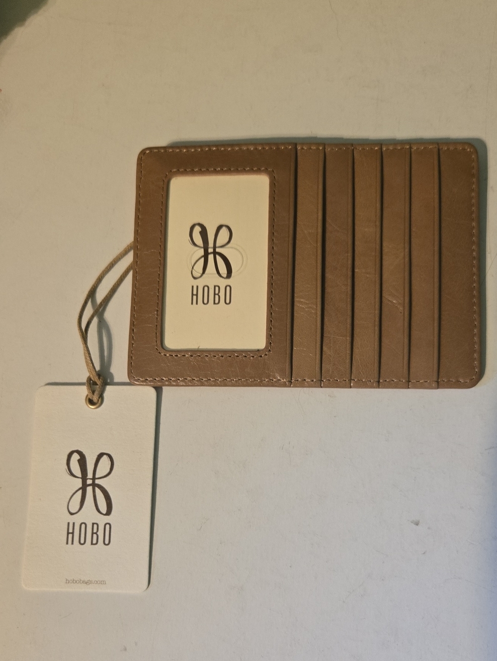 HOBO Tan Leather Card Holder with ID Window
